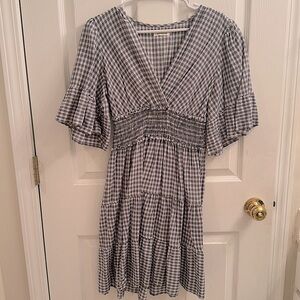 Max Studio Blue and white gingham ruffle dress